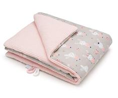 EliMeli BABYDECKE Kuscheldecke 100% Baumwolle - Warme Baby Decke aus Waffelstoff mit Füllung Ideal als Kinderwagendecke Geschenke für Junge und Mädchen neue Kollektion (Rosa - Hase)