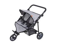 KNORRTOYS.COM 16722 Knorrtoys 16722-Zwillingspuppenwagen Duo Grey Puppenwagen, Jeans Grau