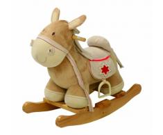 roba Schaukelpferd, Schaukeltier aus Holz mit Stoff-Polsterung, Schaukelsitz mit Steigbügel, Schaukelspielzeug ab 18 Monate