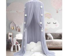 Kinder Betthimmel Babybett Baldachin Prinzessin Moskitonetz Kindergarten Spielzimmer Dekor Kuppel Premium Garn Netting Vorhänge, Grau
