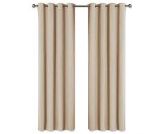 PONY DANCE Vorhänge Wohnzimmer Biscotti Beige - Thermo Gardinen Ösenschal Verdunkelungsvorhang Schlafzimmer Kinder Gardine Licht Blockieren Dekoschals, 1 Paar H 260 x B 140 cm