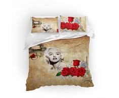 CDH Duvet Set Bettwäsche-Set Marilyn Monroe Rose Bettbezug, Kindereinzelbett King-Size-Doppelbett,03,A Single55×82.7in