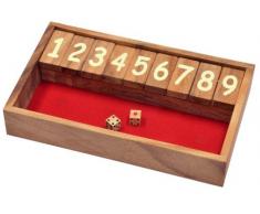 Jackpot - Shut the Box - Klappenspiel - Würfelspiel - Gesellschaftsspiel - Spielbox aus Holz