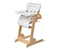 roba Treppenhochstuhl Chill Up, Holz Hochstuhl mit Liegefunktion von Geburt an mitwachsender Babyhochstuhl bis zum Jugendstuhl, natur, mit hygienischem Polster Wiesenglück