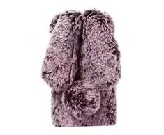 Artfeel Plüsch Kaninchen Hülle für Samsung Galaxy S7, Niedlich Pelzig Hase Ohren Haarballen Winter Weich Warm Flauschige Handyhülle Faux Pelz Glitzer Diamant Stoßfest Schutzhülle-Braun
