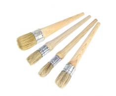 ULTNICE 4 Kreide Farbe Wachs Pinsel Professionelle Malerei Waxing Bürste mit Naturborsten für Möbel Schablonen Folkart Home Decor (20 cm 25 cm 30 cm 40 cm)