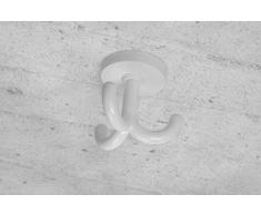 Gedotec Kleiderhaken Kinder Drehhaken Garderoben-Haken Dreifachhaken drehbar Kunststoff RAL 9010 - reinweiß | Kita | Möbelbeschläge - Made IN Germany | 1 Stück - Unterbauhaken Decken-Montage