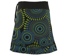 Guru-Shop Bestickter Minirock, Boho Chic Rock, Retro Mandala, Damen, Schwarz/blau, Baumwolle, Size:L/XL (42), Röcke/Kurz Alternative Bekleidung
