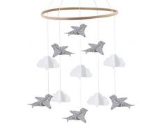 ACAMPTAR Baby Krippe Mobile VöGel & Wolken Filz Kinder Zimmer Decke Dekoration für MäDchen & Jungen Grau & Weiß
