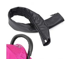 NATEE Baby Kinderwagen Griff PU Leder Schutzhülle, Kinderwagen Zubehör Handgriffe Abdeckung mit Reißverschluss, Schwarz