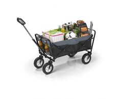 EASYmaxx Bollerwagen klappbar | Transportwagen mit Aufbewahrungstasche, verstärkter Achse und Gestell pulverbeschichtetes Stahlgerüst [Tragkraft: 80 kg]