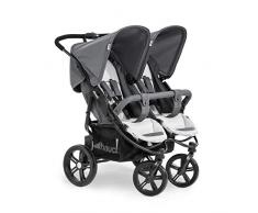 Hauck Roadster Duo SLX Geschwister- und Zwillingskinderwagen bis 36 kg für Babys und Kleinkinder ab Geburt, nebeneinander, schmal, schnell faltbar, große Räder, grau