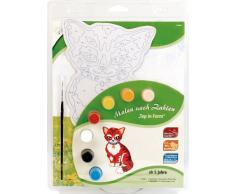 MAMMUT 113002 - Malen nach Zahlen Top in Form, Tiermotiv, Katze, Komplettset mit bedruckter und gestanzter Malvorlage, 7 Acrylfarben und Pinsel, Malset für Kinder ab 5 Jahre