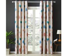Topfinel Verdunklungsvorhänge mit Ösen Baum Mustern Blickdichte Kurze Gardinen für Kinderzimmer Fenster 2er Set je 160x140cm (HxB)