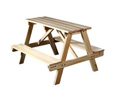 SixBros. Kinder Picknicktisch Gartengarnitur Kindersitzgruppe Holz Tisch/Bank Kiefer PTS-186-1/1158