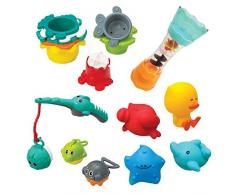 Infantino Splish & Splash Wasserspiel Set 17 teiliges Badespielzeugset fördert zählen, stapeln, Hand-Augen-Koordination, Mehrfarbig