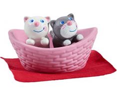 HABA 303891 - Little Friends – Katzenbabys | Süße Haustiere für die Little Friends-Biegepuppen | Mit Katzenkörbchen und Decke | Aus strapazierfähigem Kunststoff für lange Spielfreude