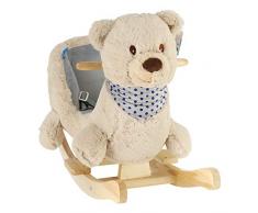 Bieco Plüsch Schaukeltier Bär Crme 62x30x48cm | Schaukelpferd Baby | Schaukeltier Baby | Kinderschaukel Indoor | Baby Wippe | Baby Schaukel | Schaukel Baby Spielzeug ab 1 Jahr | Holz Spielzeug Baby