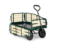 Waldbeck Ventura - Bollerwagen, Handwagen, abklappbare Seitenteile, witterungsbeständig, 300 kg Belastbarkeit, Transport Schwerer Lasten, Stabiler Rahmen, großer Laderaum, dunkelgrün
