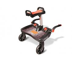 Lascal BuggyBoard Maxi+, Kinderbuggy Trittbrett mit großer Stehfläche und Saddle, Kinderwagen Zubehör für Kinder von 2-6 Jahren (22 kg), kompatibel mit fast jedem Buggy, schwarz