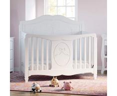 Kücheks Princess 4-in-1 Cabrio-Kinderbett mit Fester Seite, weiß, lässt Sich leicht in EIN Kleinkinderbett, EIN Tagesbett oder EIN Doppelbett umwandeln, 3-Positionen-Matratze mit Einstellbarer Höhe