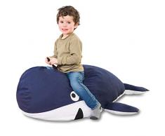 Kindersitzsack Wal - Tierform Sitzsack für Kinder - Kindermöbel Walfisch Stofftier aus Baumwolle