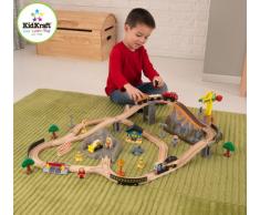 KidKraft 17805 Eisenbahnset Baustelle mit Aufbewahrungsbox Bucket Top Holzeisenbahn, Mehrfarbig