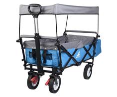 WOLTU Bollerwagen faltbar Handwagen Gartenwagen mit Dach, Rollen mit Bremse, Strandwagen mit Sonnenschutz, für den Garten Camping Kinder, 80 kg belastbar, Türkis, TW006tkg