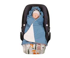 ULLENBOOM ® Einschlagdecke BabyschaleWaldtiere Petrol (Made in EU) - Babydecke für Autositz (z.B. Maxi Cosi ®), Babywanne oder Kinderwagen, ideale Decke für Babys (0 bis 9 Monate)