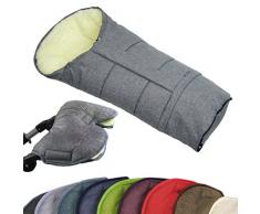 BAMBINIWELT KOMBI-ANGEBOT MUFF + Winterfußsack/MUMIE- aus Lammwolle für Kinderwagen, Buggy, Schlitten MELIERT (dunkelgrau)