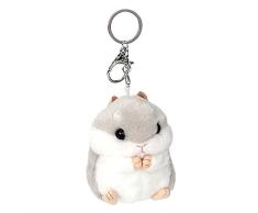 Holdream KFZ Schlüssel Kette Schlüssel Ring Cute Plüsch Hamster Anhänger Auto Schlüsselanhänger Handtasche Dekoration (Grau)