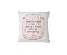 Tassenbrennerei Kissen mit Spruch Tochter Mama - Kissenbezug inklusive Kissen, Dekokissen Geschenk für Tochter Kissen mit Sprüchen (Rosa)