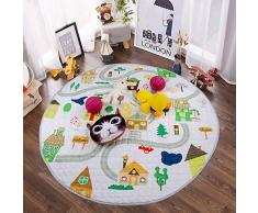 Winthome Baby-Spieldecke Rund, antirutschbeschichtete Baumwoll-Spieldecke mit Spielzeugaufbewahrungsfunktion - waschbare Krabbeldecke 150cm (house)