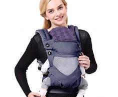 SaponinTree Ergonomische Babytrage, Reine Baumwolle Babytrage Rücken, Kindertrage für Neugeborene und Kleinkinder von 3 bis 48 Monat bis 20kg, Baby Tragesystem mit Verstellbare Kopfstütze