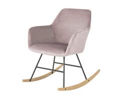 SoBuy FST68-P Schaukelsessel Schaukelstuhl Relax Stuhl Sessel aus Samt und Buche Pink Belastbarkeit: 150kg