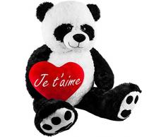 Brubaker XXL Panda 100 cm groß mit Je TAime Herz Stofftier Plüschtier Kuscheltier Teddybär