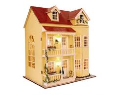 DIY Holzpuppenhaus Handwerk Miniatur Kit, Märchen Heimat GroßE Villa & Mini 3D Holzhaus Zimmer Handwerk Mit MöBeln, Festival
