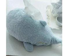 HNZS Kreative Simulation Kissen Kuschelwal Tier Puppe Serviette Box Plüsch Schreibtisch Ständer Tissue Box Rosa/Blau Abdeckung Room Decor Für Jungen Mädchen 38 X 30 cm Blau