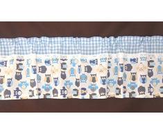 Kinderzimmergardine, Scheibengardine,Eulen, blau Nr. 811, 100% Baumwolle