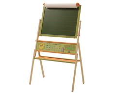 roba Tafel ABC Igel, Kindertafel inkl Papierrolle, Standtafel drehbar mit Schreibtafel liniert, Maltafel magnetisch, Uhr, ABC, Zahlen und Ablage, Holz, grün/natur
