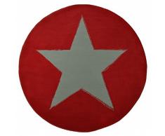 Hochwertiger Teppich Sternteppich / Teppich / Stern Teppich / hochwertiger Jugendteppich - Teppich - Wohnzimmerteppich - Wohnzimmer Teppich - Läufer - ca. 140 cm - Stern - Stars - rot - rund - beiger Stern - Dieses Highlight der