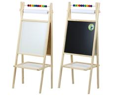 Holz-Standkindertafel mit Papierrolle und Abakus beidseitig 47,5x42,5x119cm Kindertafel Tafel Kindermaltafel Standtafel