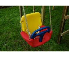WICKEY Babyschaukel 3 in 1 Babysitz verstellbar und mitwachsend Schaukelsitz (Rot-Gelb-Blau)