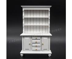 Odoria 1/12 Miniatur Möbel Buffetschrank Küchenregal Holz Weiß Für Puppenhaus Möbel Zubehör