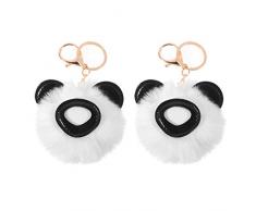 STOBOK Reizender Plüschpanda Keychain Der Karikatur 2Pcs Hängender Schlüsselring des Netten Tieres