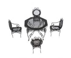 perfeclan Maßstab 1:12 Puppenhaus Miniatur Möbel Esstisch Stühle Modell Set Dekor - Schwarz