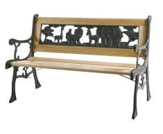 Siena Garden Kinderbank Kindergussbank, 41x84x52,5cm, Gestell: Eisen, lackiert in antik-grün, Fläche: Hartholz in natur