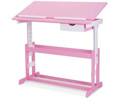 DREAMADE kinderschreibtisch höhenverstellbar, Kindertisch Schreibtisch Schülerschreibtisch, Computertisch Neigungsverstellbar, Farbewahl (Pink)