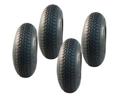 4x Reifen und Schläuche für Tret GoKart 4.00-8 und 4.80/4.00-8 (400x100), mit Blockprofil