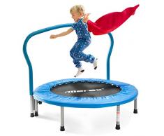 Merax Trampolin Kinder Indoor Fitness Klein Faltbar Klappbare Kindertrampolin TÜV-Geprüft Minitrampolin Indoortrampolin mit Haltegriff für Jumping Fitness bis 80kg (Blau)